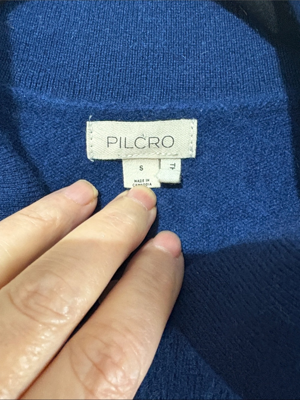 Pilcro Navy Blue Long Sleeve Polo Sweater - Picture 4 of 6